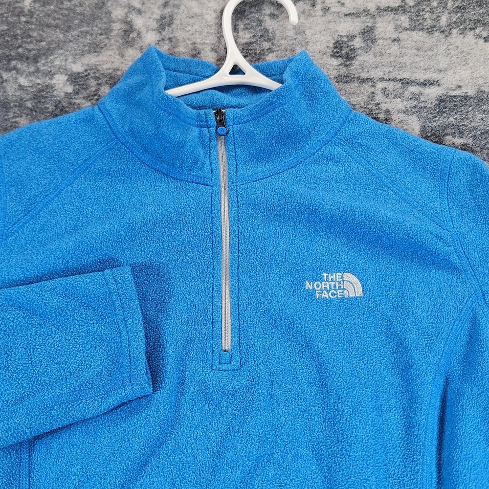 The North Face 1/4 Zip Pullover Womens Large Blue Sweatshirt Fleece Mock Neck
